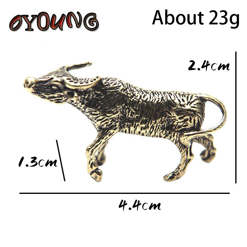 Solid Pure Copper Bull Miniatures Figurines Small Ornament Desktop Decoration Crafts Accessories Brass Animal Ox Toy Home Decors