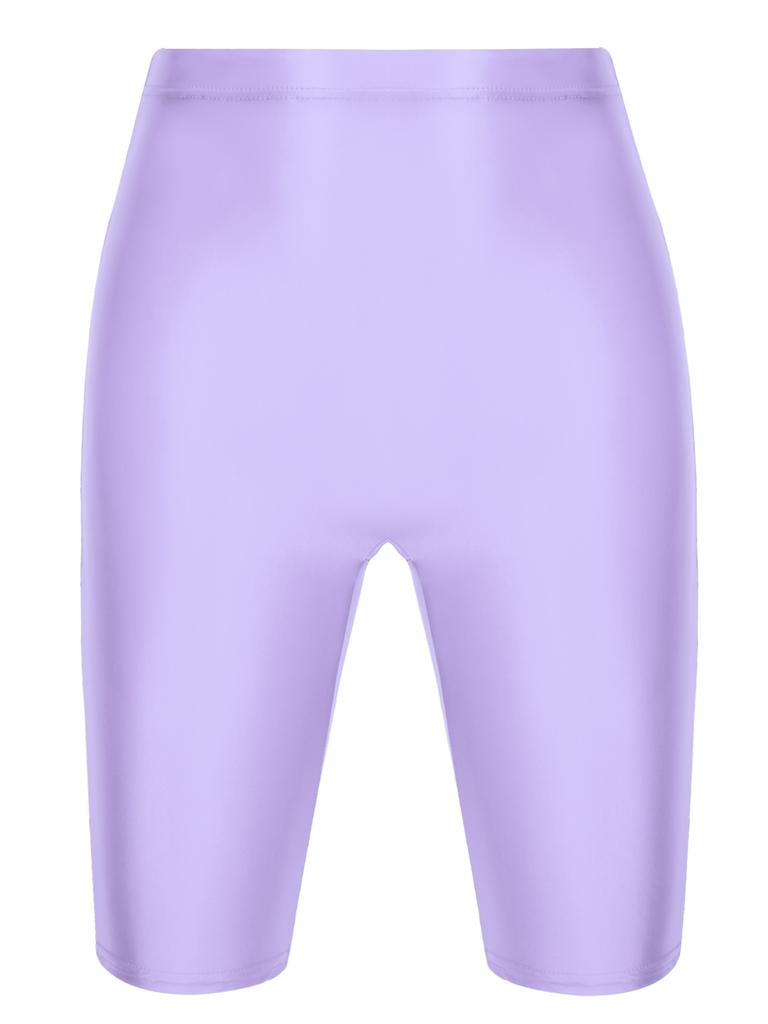 Mens Glossy High Waist Shorts Elastic Sports Leggings Workout Swimwear Gym Bottoms