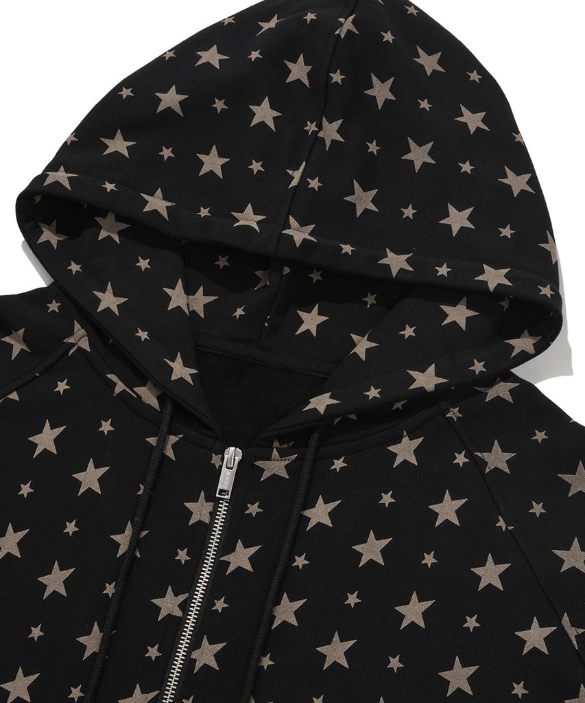 Nombre Signature Star Pintuck Zip-Up Hoodie [Black]