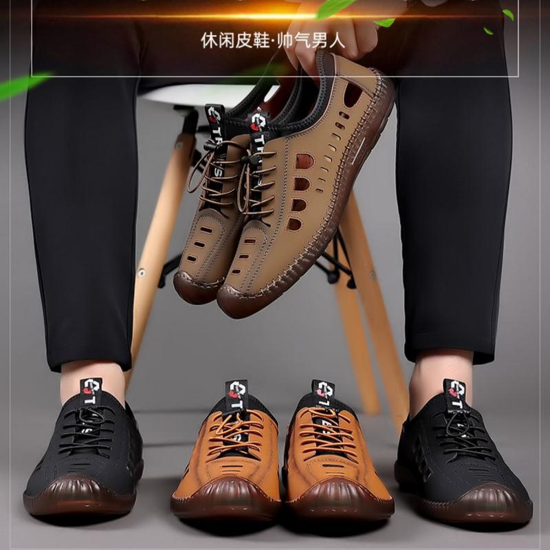 Fashion Classic Men Cool Sandals Summer Elastic-band Leather Cow Tendon Shoes Outdoor Non-slip Casual Beach Sandals Male Sneakers Hombre