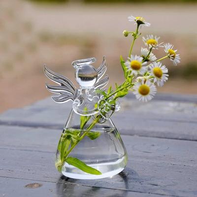 Klare Engelsform Glas Desktop Deko Pflanze Terrarium Blumenvase Pflanzenflaschenhalter Home Decor