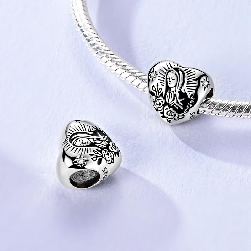 Hot Charms Pendant 925 Sterling Silver Love Heart Shaped Zircon Bead Fit Original Bracelet DIY Charms Women Jewelry Gift Making