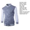 Chaqueta de otoño-invierno para hombre, cuello alto, color a juego, un solo pecho, manga larga, cárdigan a rayas, bolsillo, corte ajustado, abrigo de béisbol de longitud media