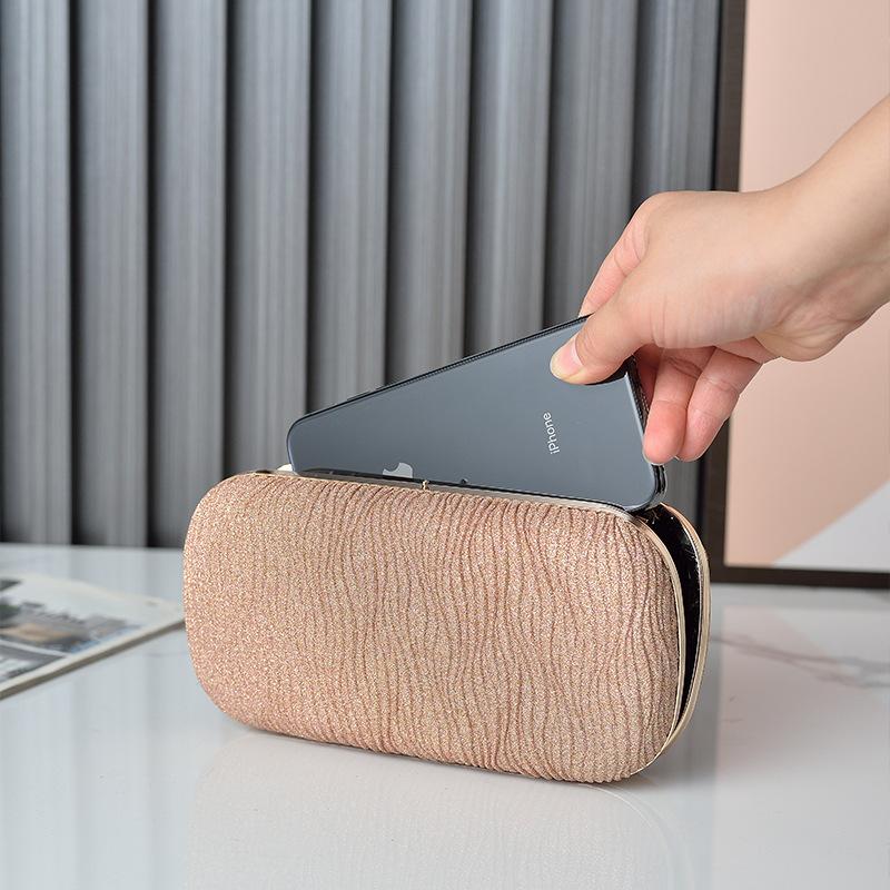 Rose Gold Folds Banquet Clutch Purses for Women Wedding Cocktail Party Evening Bag Shoulder Crossbody Handbag Sequins Clutches
