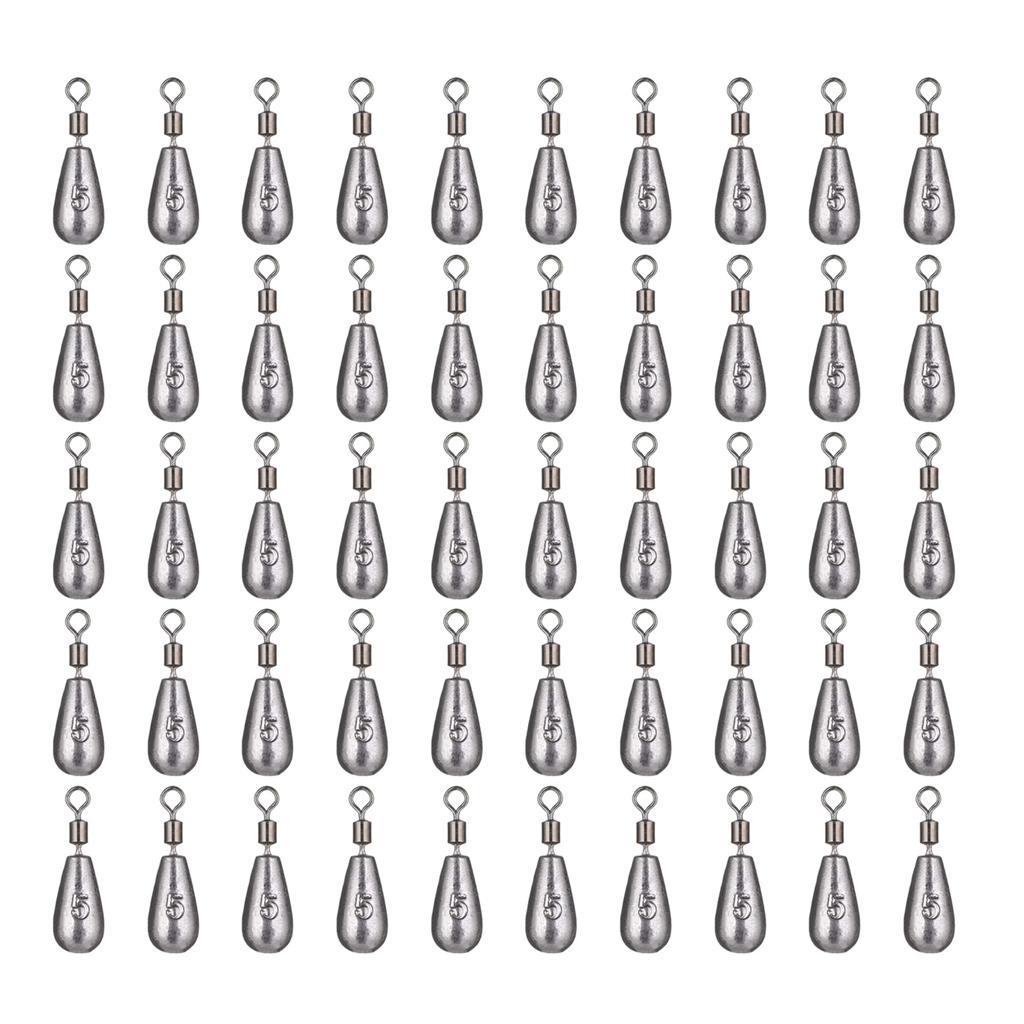 50pcs Saltwater Fishing Weights Fishing Bottom Sinkers Weight Bass Casting Fishing Weights Sinkers 360 Degree Rotating
