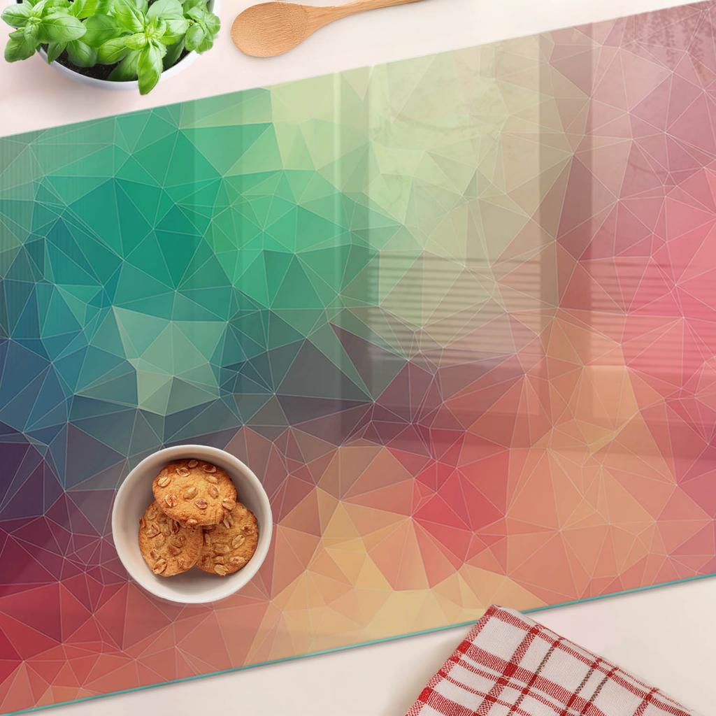 Tempered Glass Kitchen Board with Graphic Geometric Figures 80x52 cm