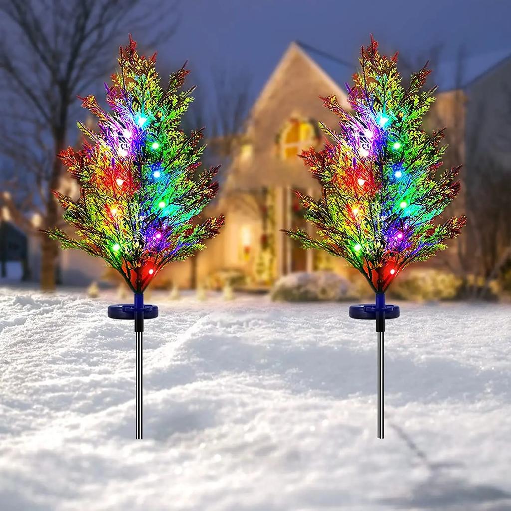 1 pz Lampada da giardino solare a LED decorativa a spiga impermeabile per Natale in pino e cipresso, per prato, lampada da giardino a LED festiva