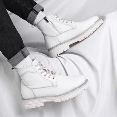 Men High Top Boots Thick Soled Solid Color Lace Up Bare Boots Comfortable Casual Men Boots Sizes 38-46