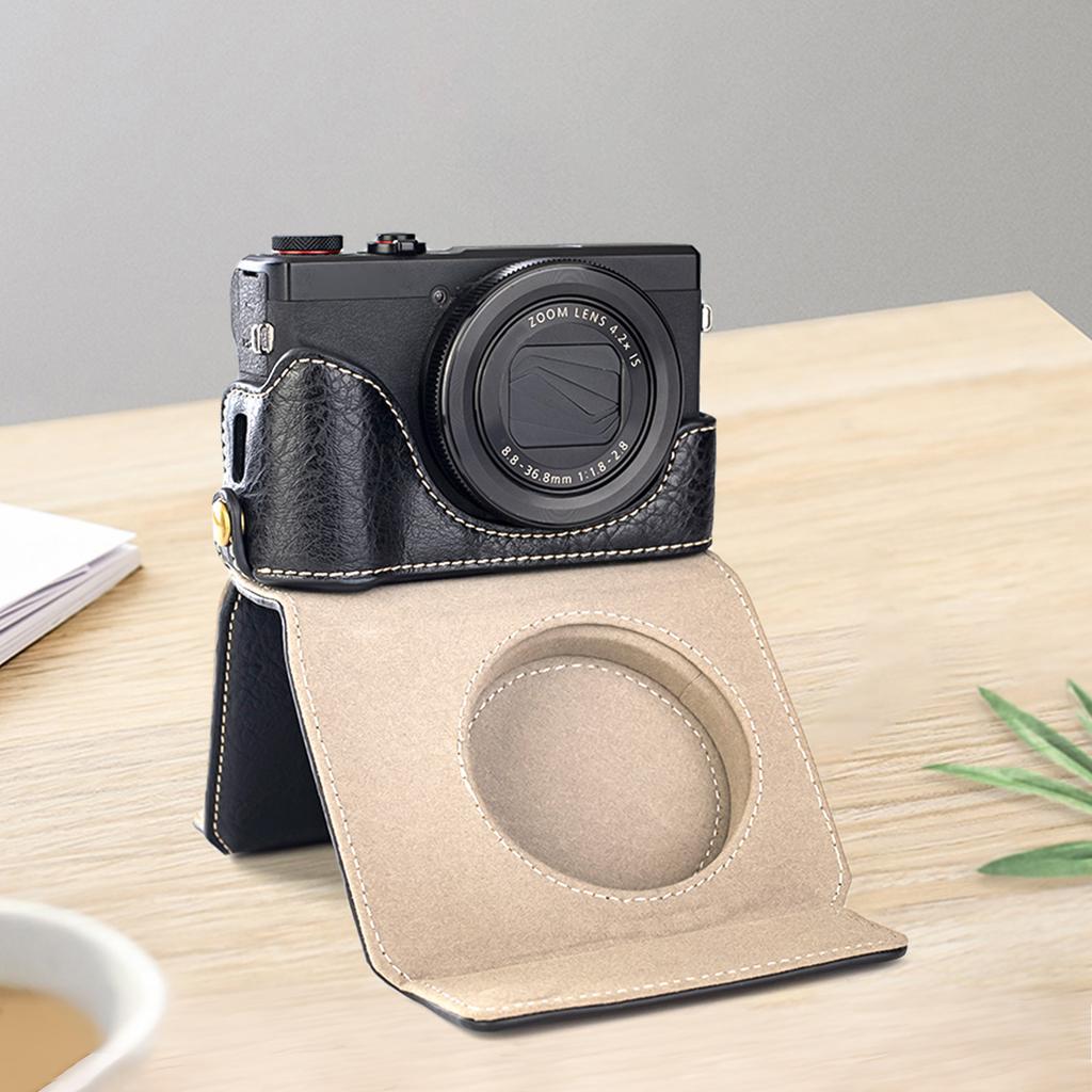 Digital Camera Protective Case PU Leather Camera Storage Bag with Removable Shoulder Strap Compatible with G7X2 G7X3