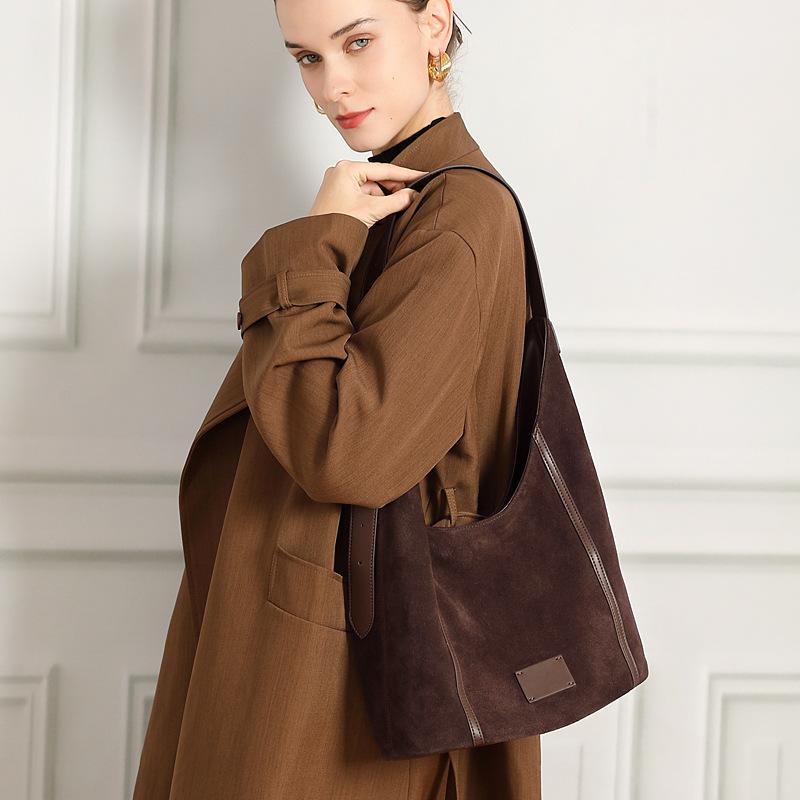 Large Bag for Women 2025 New Trend Genuine Leather Women's Bag Single Shoulder Underarm Bag Large Capacity Niche Matte Cowhide Crossbody Bag