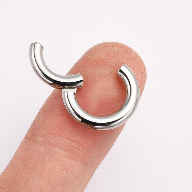 ASTM F136 Titanium Large Gauge 4G 6G 8G 10G Single Hinged Clicker Segment Hoop Ring Mirror Septum Nose Piercing Anodizing Body