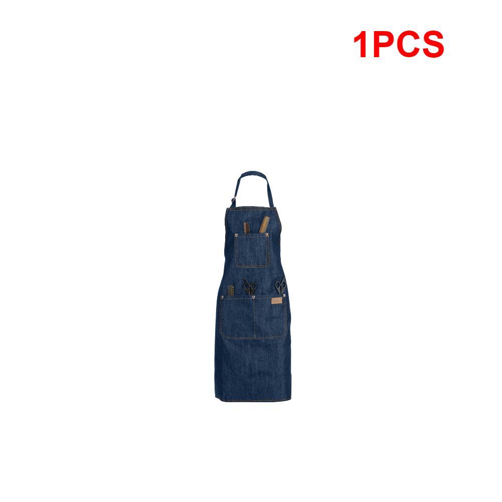 

1-5PCS Salon Denim Apron With Front Pocket Adjustable Neckband Waistline Sleeveless Apron for Home Shaving Cleaning Apron Unisex