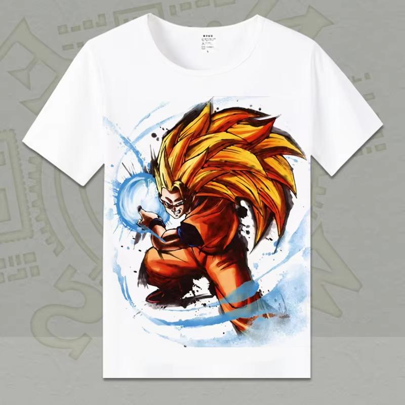 Dragon Ball Animation Derivatives Goku Vegeta Buu Frieza Printed Short Sleeve T-shirt Unisex's and Women's Fashion Cotton Top