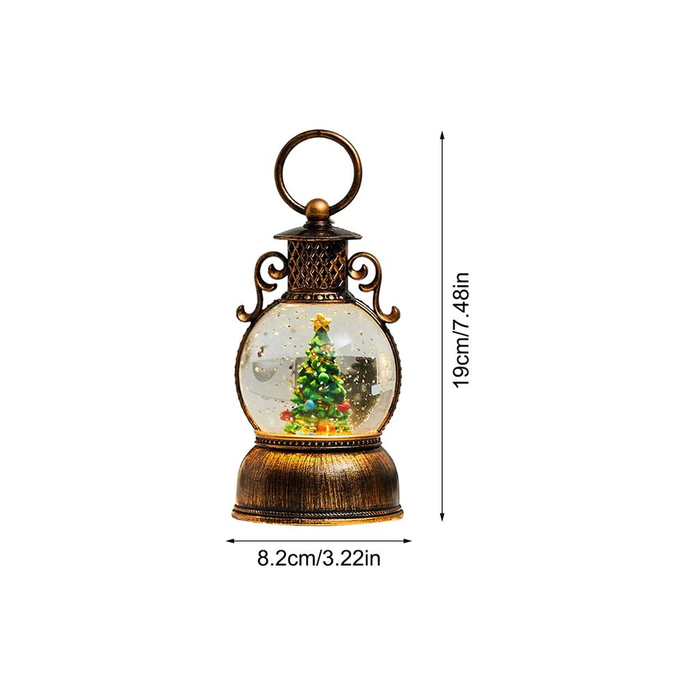 Retro Christmas Snow Globe Lantern Hand-held Christmas Snow Globe Lantern Glitter Decor USB Charging Christmas Snowball Lantern