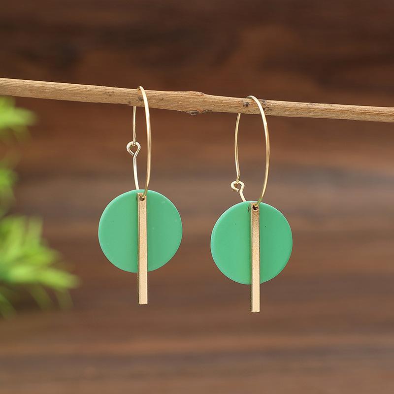 1 Pair Bohemian Minimalist Geometric Circle & Bar Shape Alloy Hoop Earrings, Fashion Multi-Color Alloy Earring Rings for Women, Gift