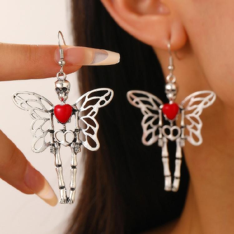 Halloween Inspired Bat Spiders Pendant Earrings Gothic Jewelry For Women Alloy Accessories
