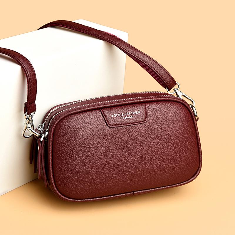 Neue Damen Umhängetasche aus echtem Leder - Klein, modisch, Retro Schultertasche quadratisch