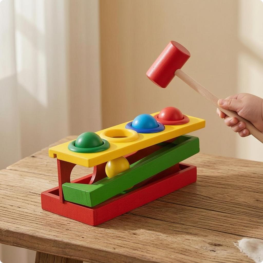 Wooden Pounding Bench ChildCentered Toy with Mallet Early Learning for