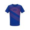 Logo Stripe Print Moisture-Wicking Quick-Dry Breathable Short Sleeve Athletic Shirt Men Tops Blue 2091A318-410