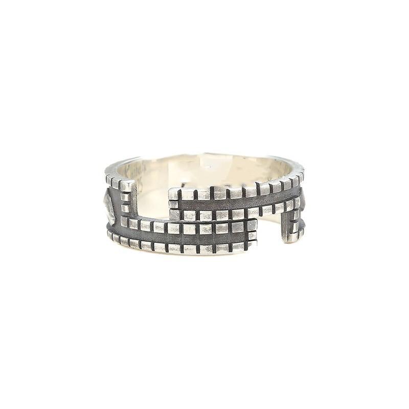 Adjustable Open Ring Men Women Geometric Ice Floe Design Vintage Copper Statement Jewelry