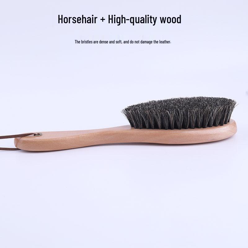 Long-Handled Horsehair Bristle Shoe Brush for Suede and Nubuck