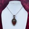 Red Carved Bone Face Pendant Rainbow Moonstone Pendant Copper Wire Wrapped Jewelry