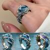 Fade-Resistant Creative Rings Simple Design Luxury Crystal Jewelry Simple Fresh Ocean's Ring