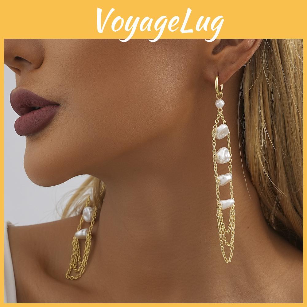 Elegante unregelmäßige Kunstperlen-Hängeohrringe für Damen Moderner Quasten-Schmuck 2023