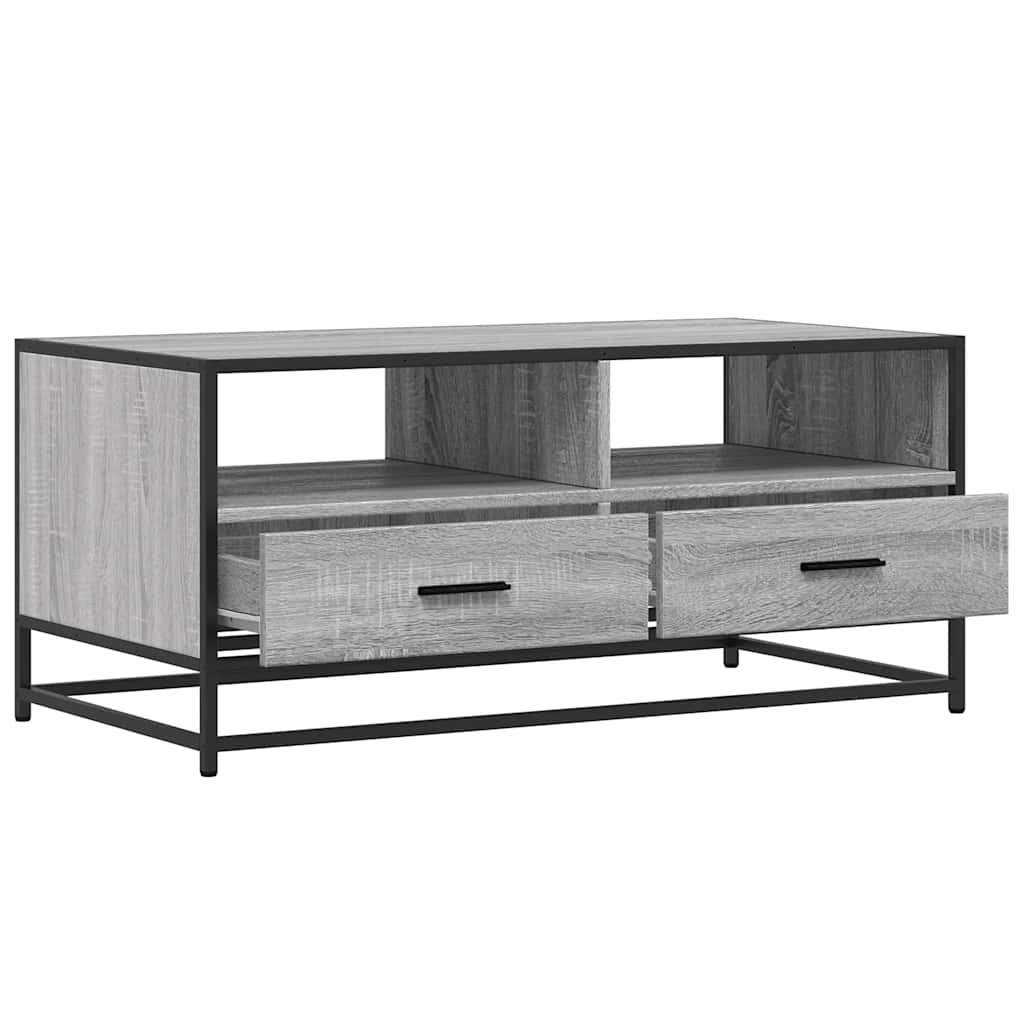 Coffee Table Gray Sonoma 100x50x45 Cm Particleboard and Metal