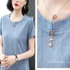 Women's Short-sleeved Chiffon T-shirt Loose Middle-aged Age Reduction Tops Fashion Women's Summer Clothes for Mothers