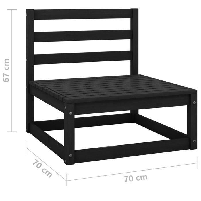 VidaXL Canapé à 3 Places de Jardin Sofa de Terrasse Meuble de Terrasse Canapé d'Extérieur Meuble d'Extérieur Noir Bois de 3075303