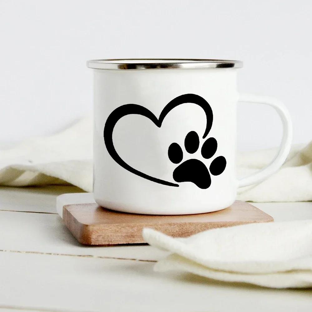 Lustiger Dackel-Druck Kreative Emaille-Tasse Kaffee-Weintassen Cartoon-Hunde Pfote Party-Getränk Bier Saft Milch Tassen Geschenke für Liebhaber Hund