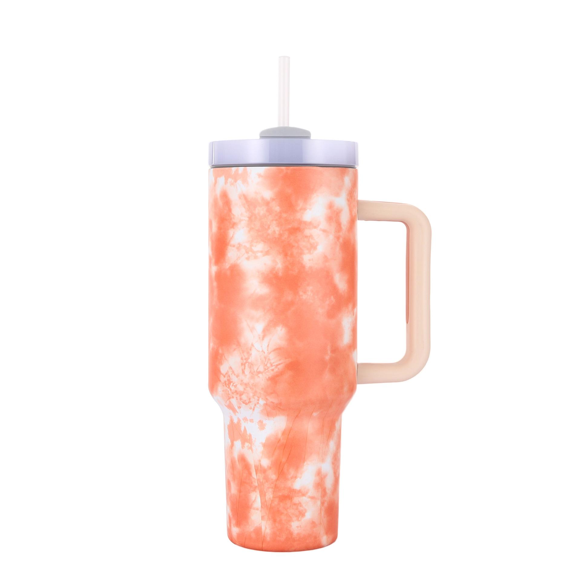 

Car Mug with Straw Ice Tyrant Cup Car Thermos Mug Handle Paint Transfer Process Steel Fine Durable Durable Useful Useful 40oz