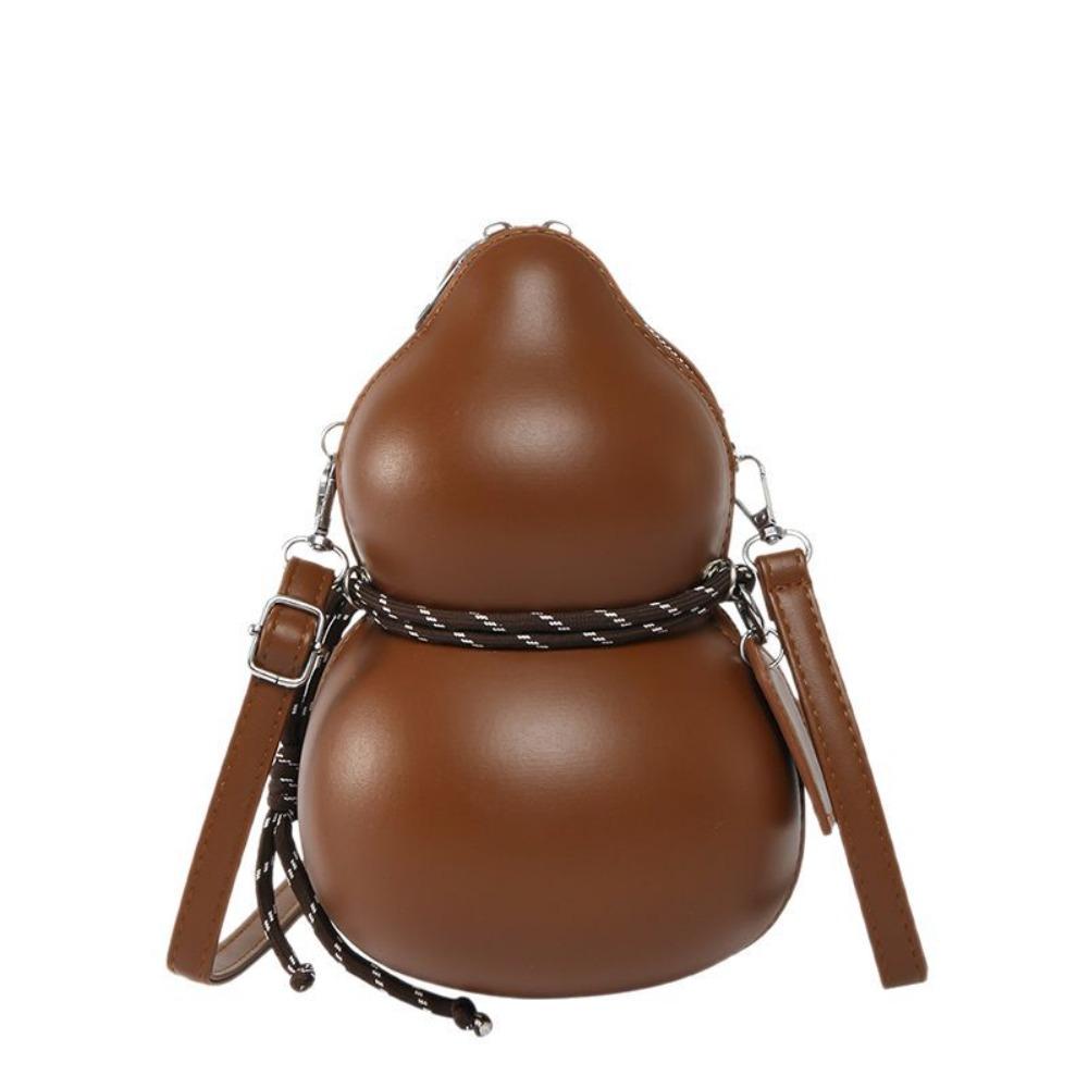 

Сумка через плечо в форме тыквы для тай-чи, дизайнерская сумка на молнии в форме тыквы, креативная сумка кросс-боди, для мужчин и женщин коричневый