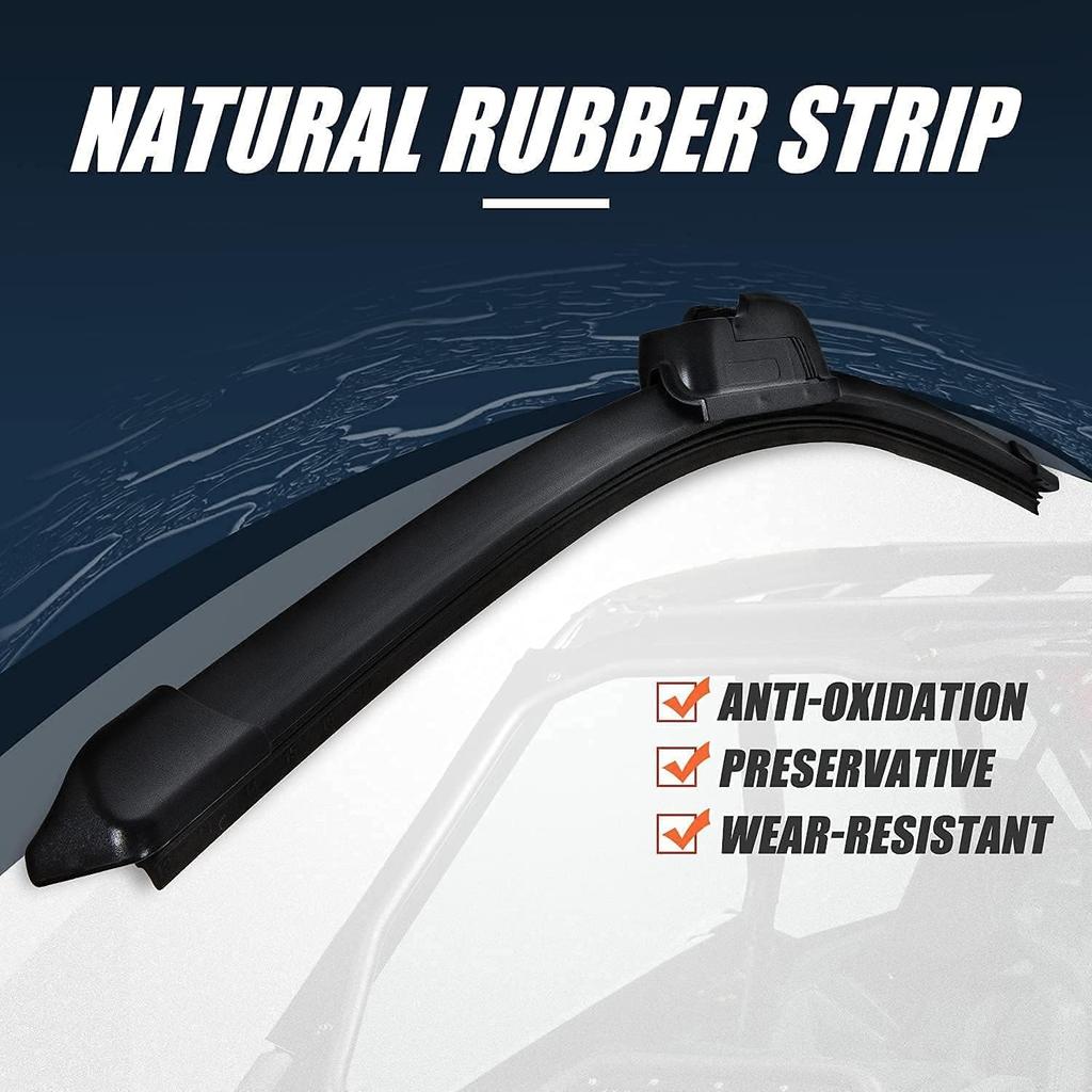 Universal UTV & Golf Cart Wiper Blade With Manual Wiper Arm Kit | Heavy-Duty All-Weather Sintered Metal Design For Polaris/Club Car/Yamaha | Easy