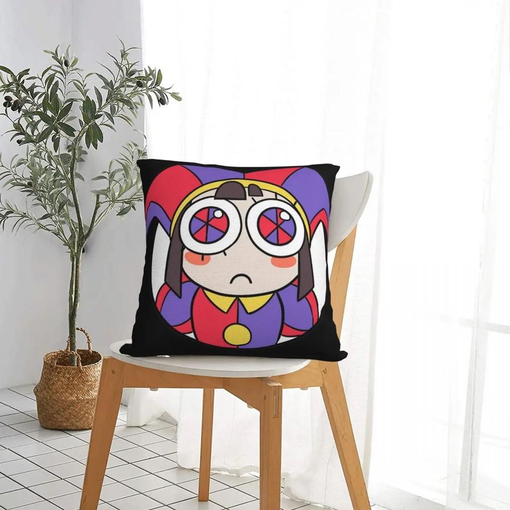 The Amazing Digital Circus Pillow Case Pomni Head Cushion Cover Fashion Decorative Pillowcase for Bed 18"
