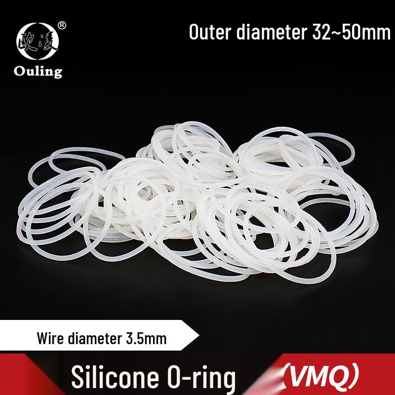 White Silicone O-Ring, Outer Diameter Options: 32-50mm, Thickness: 3.5mm OD 32mm (5pcs) White Silicone O-ring