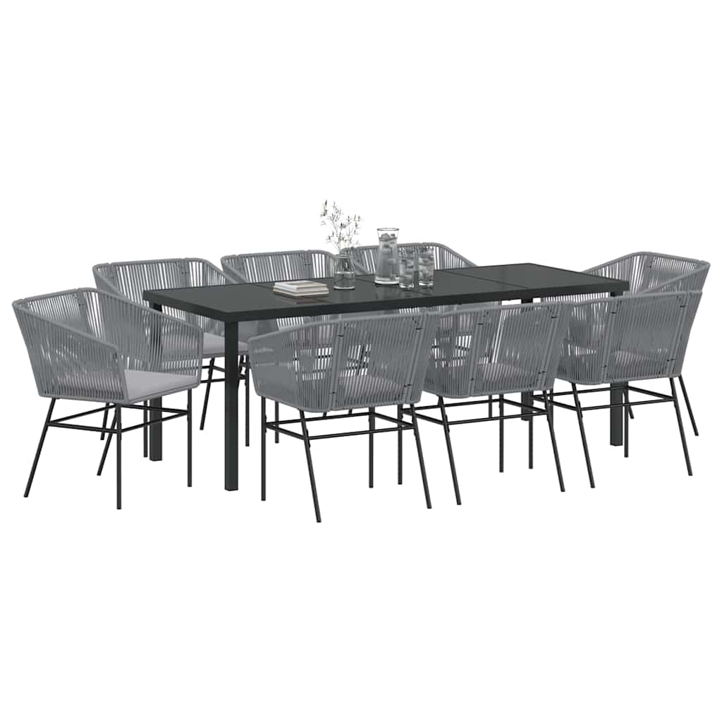 Garden Dining Set 9 pcs Grey Powder Coated Steel