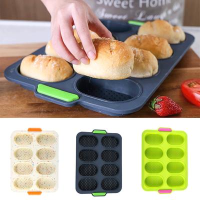 8-cavity Oval Cake Silicone Baking Pans Easy Demolding Oval Shape Silicone Bakeware Kitchen DIY Accessories