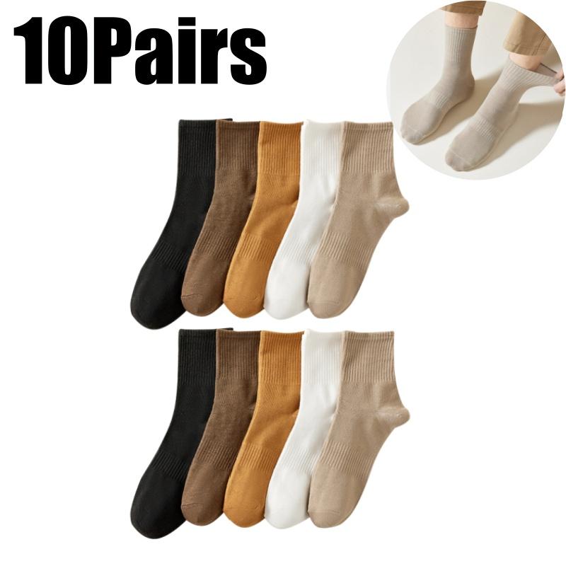 Mens Mid Calf Socks All Season Long Tube Sports Socks Solid High Socks Basketball Socks for Men Comfortable Athletic Socks One Size