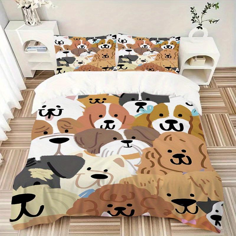3pcs Cute-Dogs Bedding Set, Ideal for Home Use, Suitable for Bedroom Decor (1*Duvet Cover + 1/2*Pillowcases, No Core) yy250821227