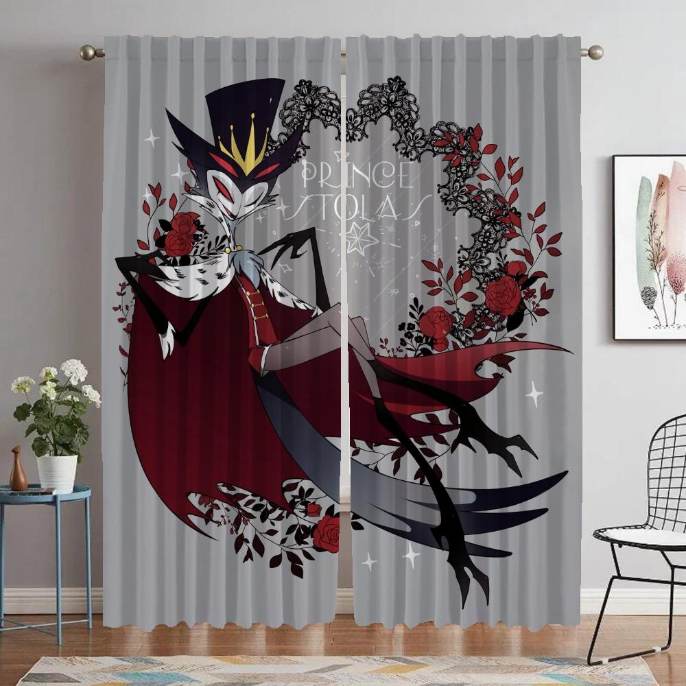 Helluva Boss Modern Living Room Curtains for Camera Home Interior Curtains 2 Pieces Partition Halloween Decoration Shades Child