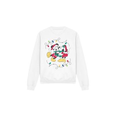 Disney Unisex Adult Mickey & Minnie Mouse Kiss Christmas Sweatshirt
