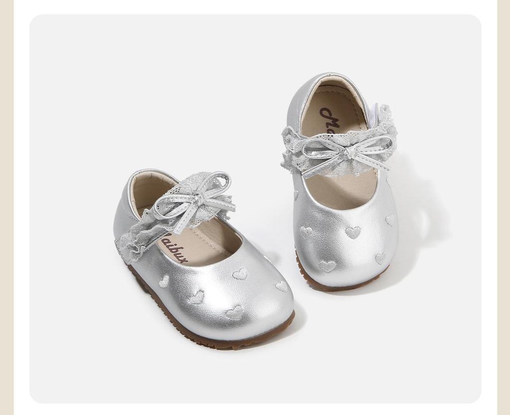 Frühling 2026 Baby-Schuhe zum Laufenlernen mit Spitzenbesatz: Weiches Leder, rutschfeste Sohle für Mädchen