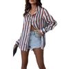 Stripe Shirt Western Style Versitile Fashion Shirt Satin Stripe Retro Temperament Long sleeve Women's Shirt