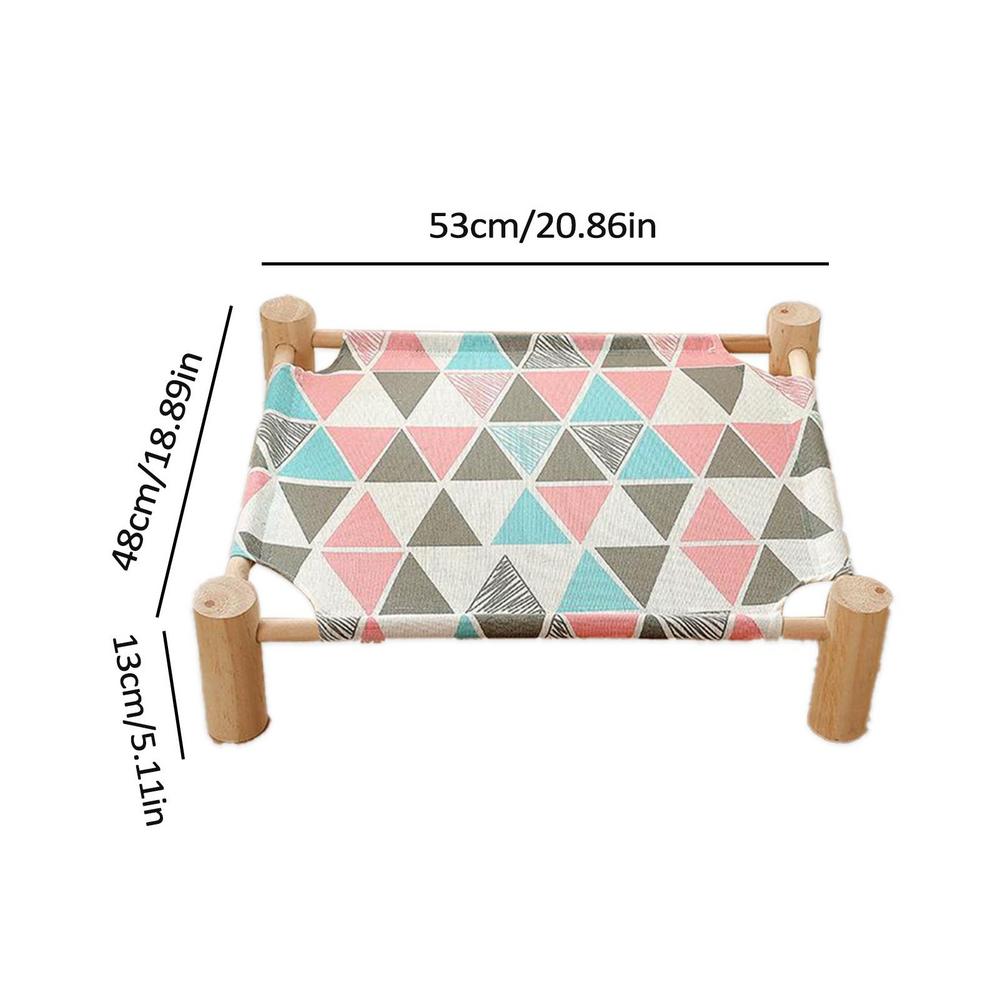 Pet Hammock Bed Freestanding Elevated Cat Dog Solid Wooden House For Sleeping Cooling In Summer Washable Detachable Pet Supplies