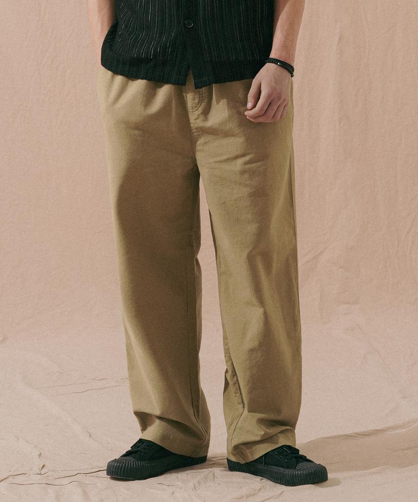 PERSTEP Cool Mix Linen-Like Straight Fit Long Pants Dark Beige Khlp4702