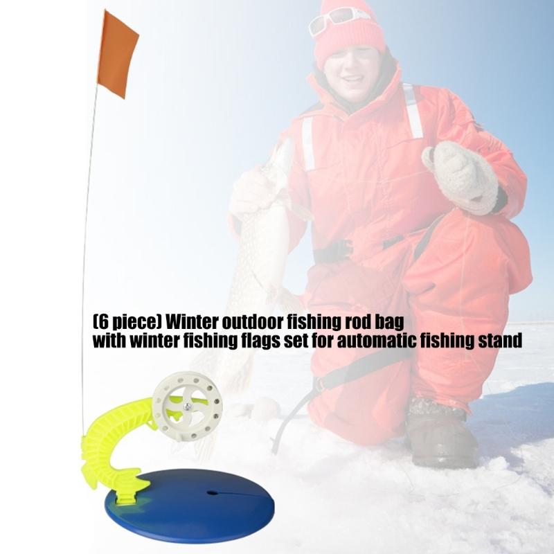 6pack Ice Fishing Gear with Durability Sleds Base and Fishing Flags for Enhances Outdoor Angling Experience
