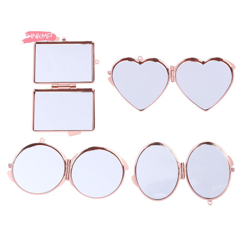 Mini Klappspiegel Schlüsselanhänger - rund Herz Oval Quadratische Form Doppelseitig Kosmetischer Metall Make-up Spiegel für Unterwegs Zubehör