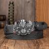Men's Skull Embossed Leather Belt with Large Buckle - Trendy PU Design